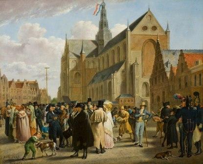 Feest Marktplein Haarlem tgv opening tentoonstelling 1825 (Wybrand Hendriks)
