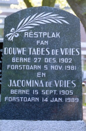 Grafsteen Douwe en Miene de Vries - Stiens